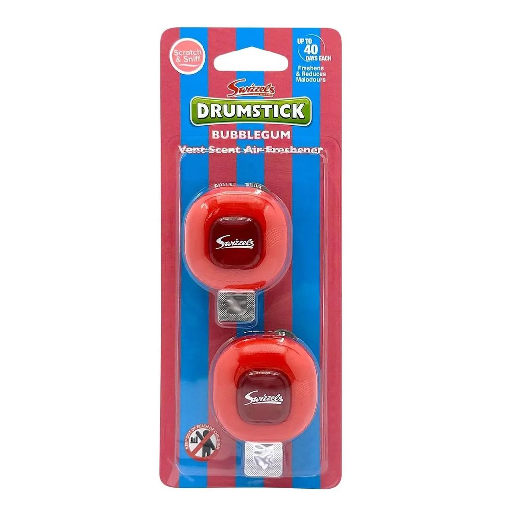 Swizzels Bubblegum Drumstick Vent Clip Car Air Freshener 2 PK